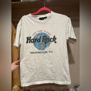 Hard Rock Cafe Cream Tee with Blue Earth Graphic